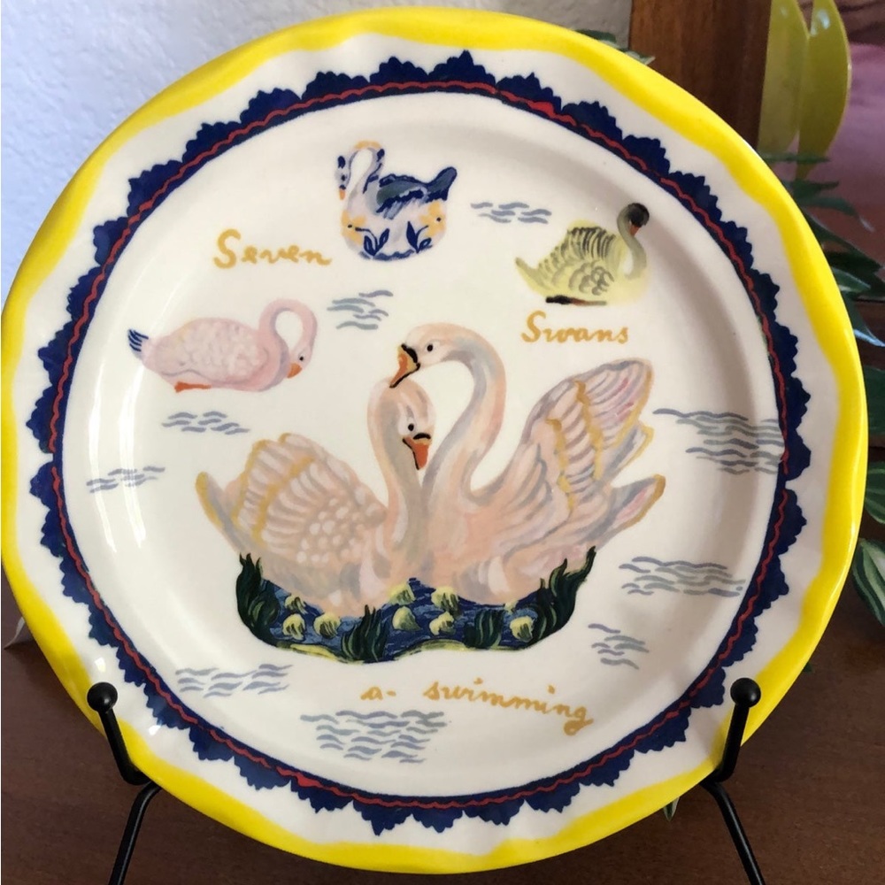 Anthropologie 7 swans swimming plate